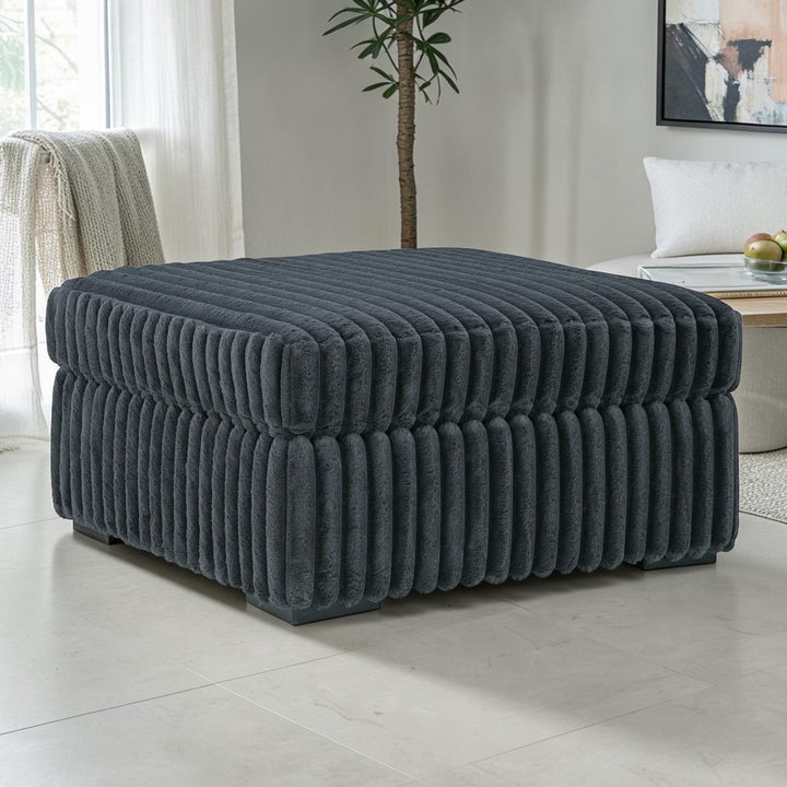 9810508 Midnight-madness Oversized Accent Ottoman In Fabric Upholstery - Gunmetal | Signature Design By Ashley