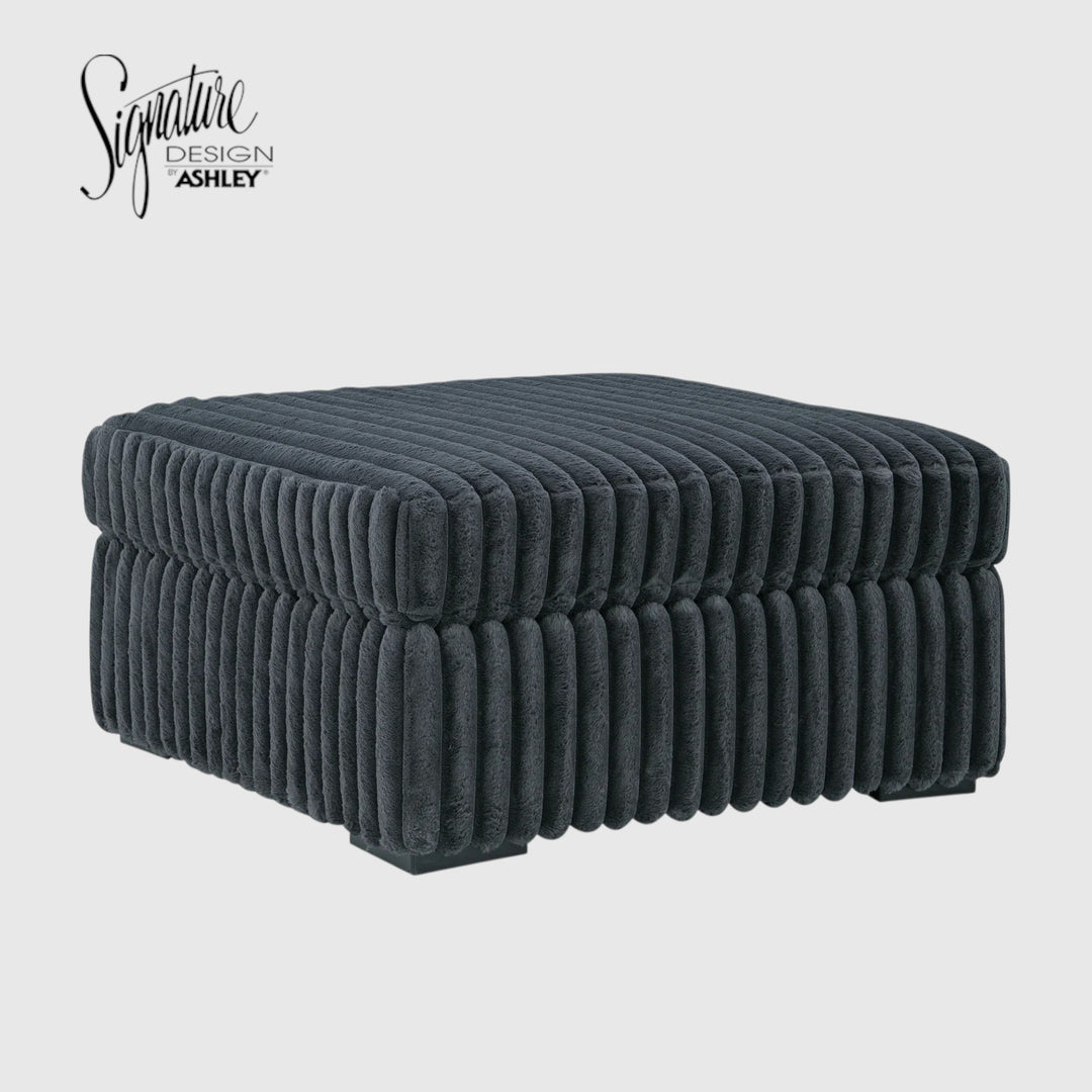 9810508 Midnight-madness Oversized Accent Ottoman In Fabric Upholstery - Gunmetal | Signature Design By Ashley
