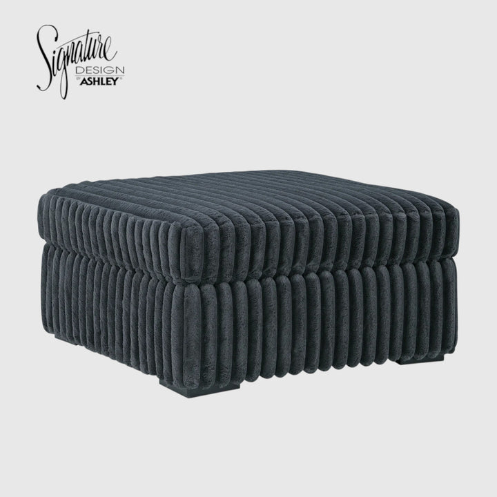 9810508 Midnight-madness Oversized Accent Ottoman In Fabric Upholstery - Gunmetal | Signature Design By Ashley