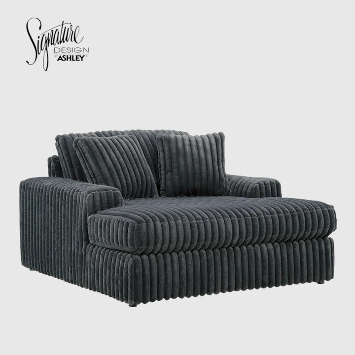 9810515 Midnight-madness Oversized Chaise In Fabric Upholstery - Gunmetal | Signature Design By Ashley