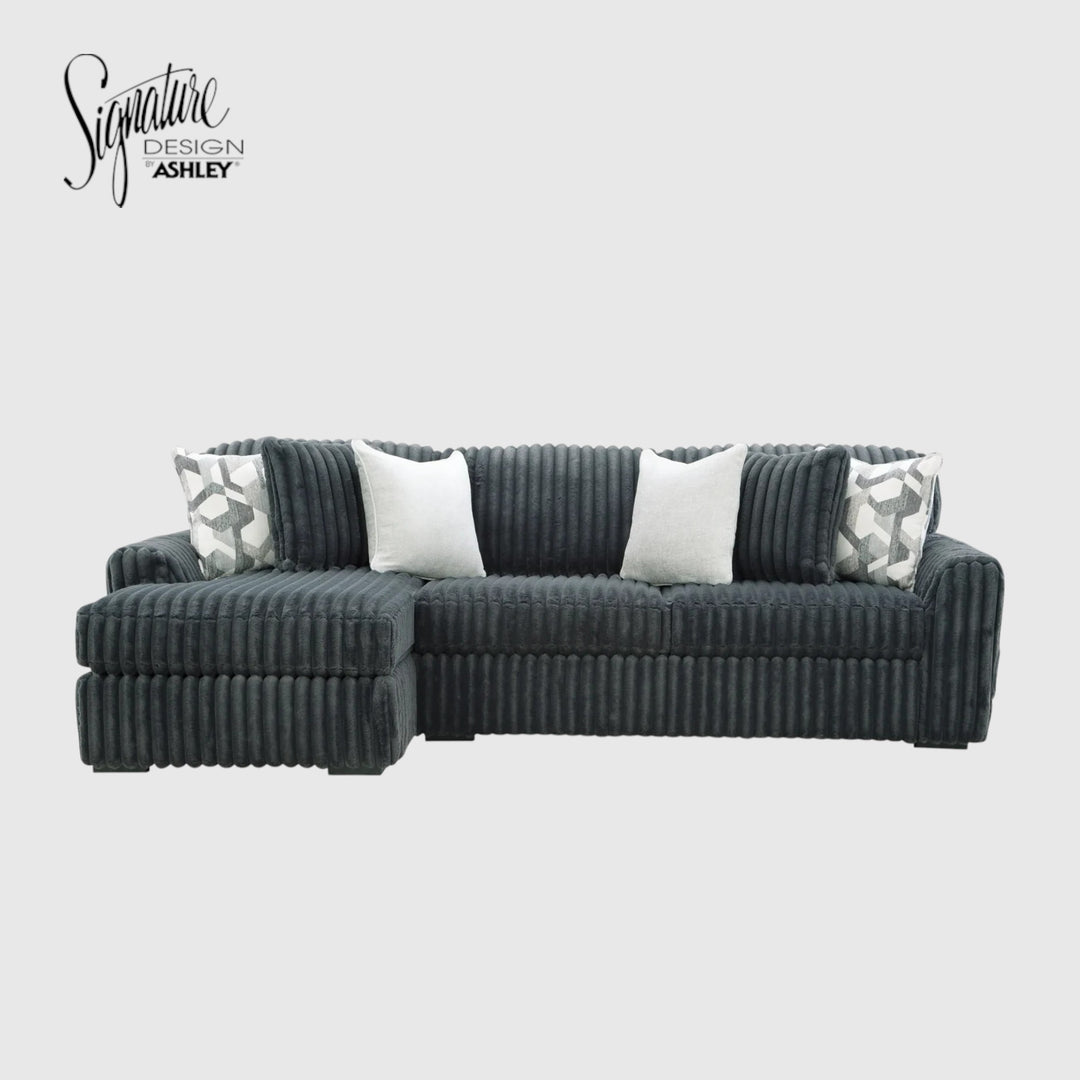 Midnight-madness 2-Piece Fabric Upholstered Sectional Sofa With Chaise - Gunmetal | Signature Design By Ashley