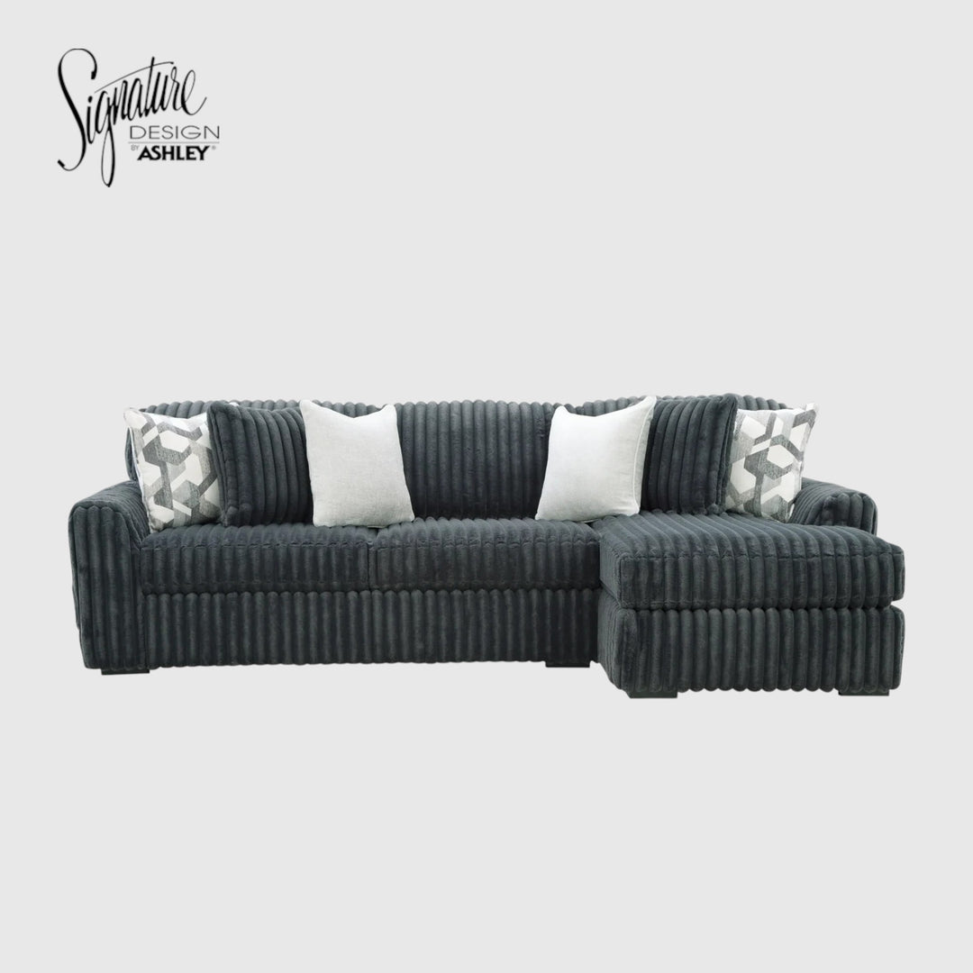Midnight-madness 2-Piece Fabric Upholstered Sectional Sofa With Chaise - Gunmetal | Signature Design By Ashley