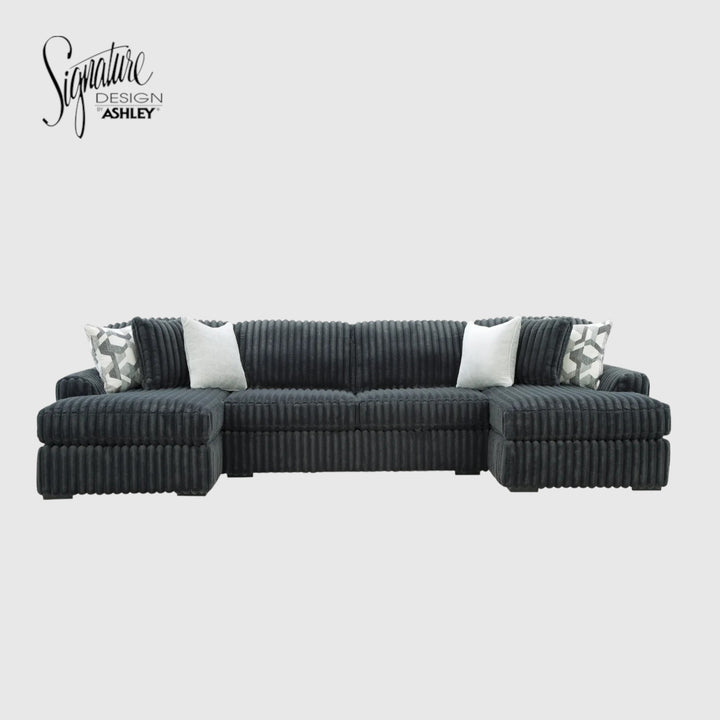 98105S7 Midnight-madness 3-Piece Fabric Sectional Sofa With Dual Chaise - Gunmetal | Signature Design By Ashley