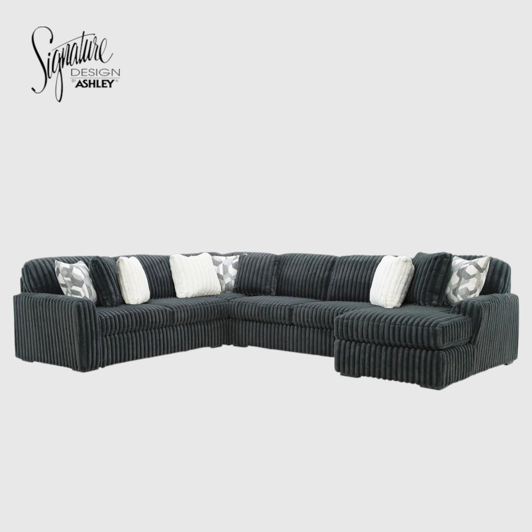 Midnight-madness 4-Piece Fabric Sectional Sofa With Chaise - Gunmetal | Signature Design By Ashley