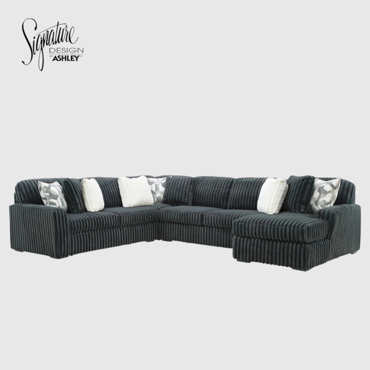 Midnight-madness 4-Piece Fabric Sectional Sofa With Chaise - Gunmetal | Signature Design By Ashley