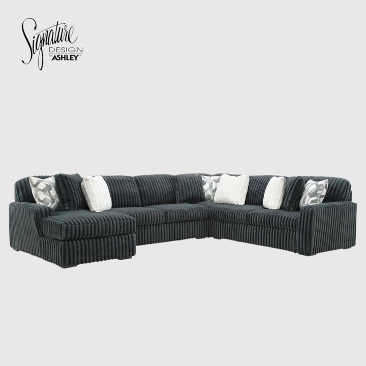 Midnight-madness 4-Piece Fabric Sectional Sofa With Chaise - Gunmetal | Signature Design By Ashley