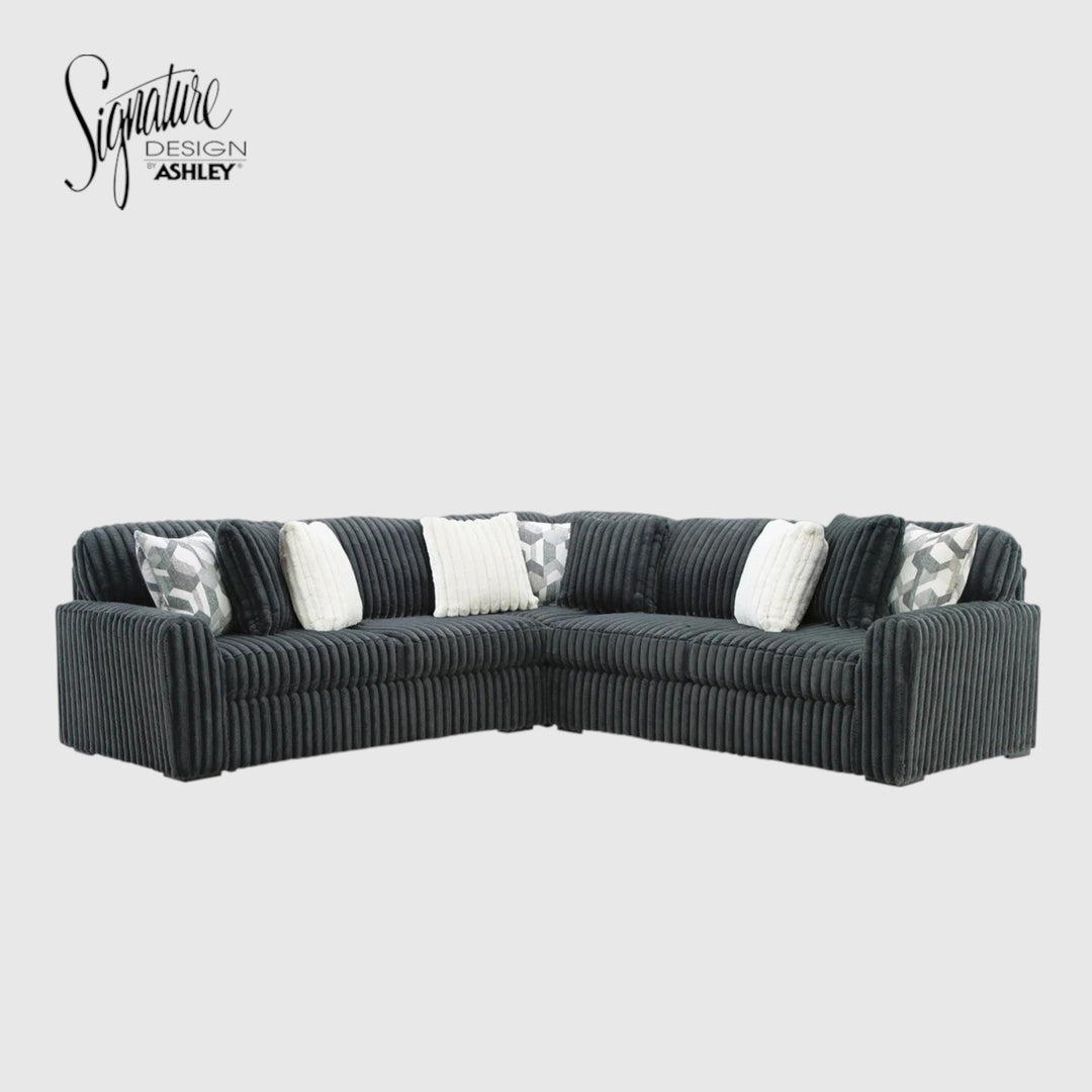 98105S5 Midnight-madness 3-Piece Sectional Sofa In Fabric Upholstery - Gunmetal | Signature Design By Ashley