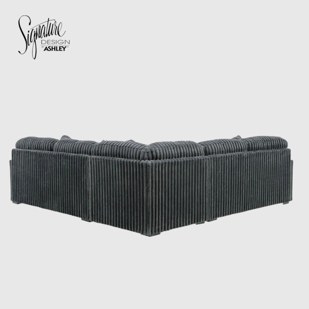 98105S5 Midnight-madness 3-Piece Sectional Sofa In Fabric Upholstery - Gunmetal | Signature Design By Ashley