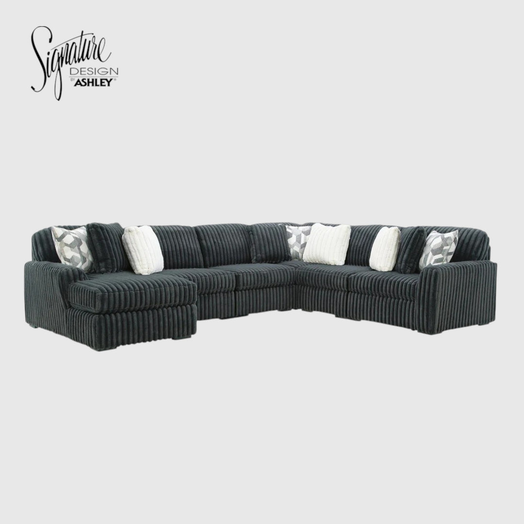 Midnight-madness 6-Piece Fabric Sectional Sofa With Chaise - Gunmetal | Signature Design By Ashley