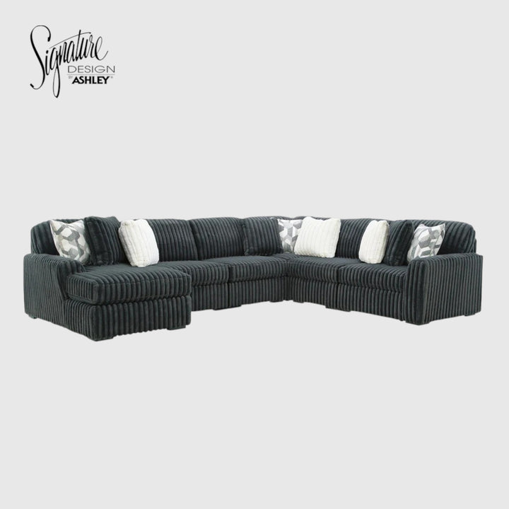 Midnight-madness 6-Piece Fabric Sectional Sofa With Chaise - Gunmetal | Signature Design By Ashley