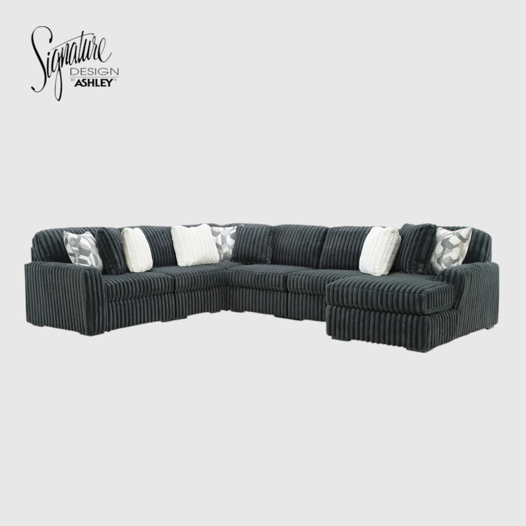 Midnight-madness 6-Piece Fabric Sectional Sofa With Chaise - Gunmetal | Signature Design By Ashley