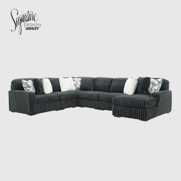 Midnight-madness 6-Piece Fabric Sectional Sofa With Chaise - Gunmetal | Signature Design By Ashley
