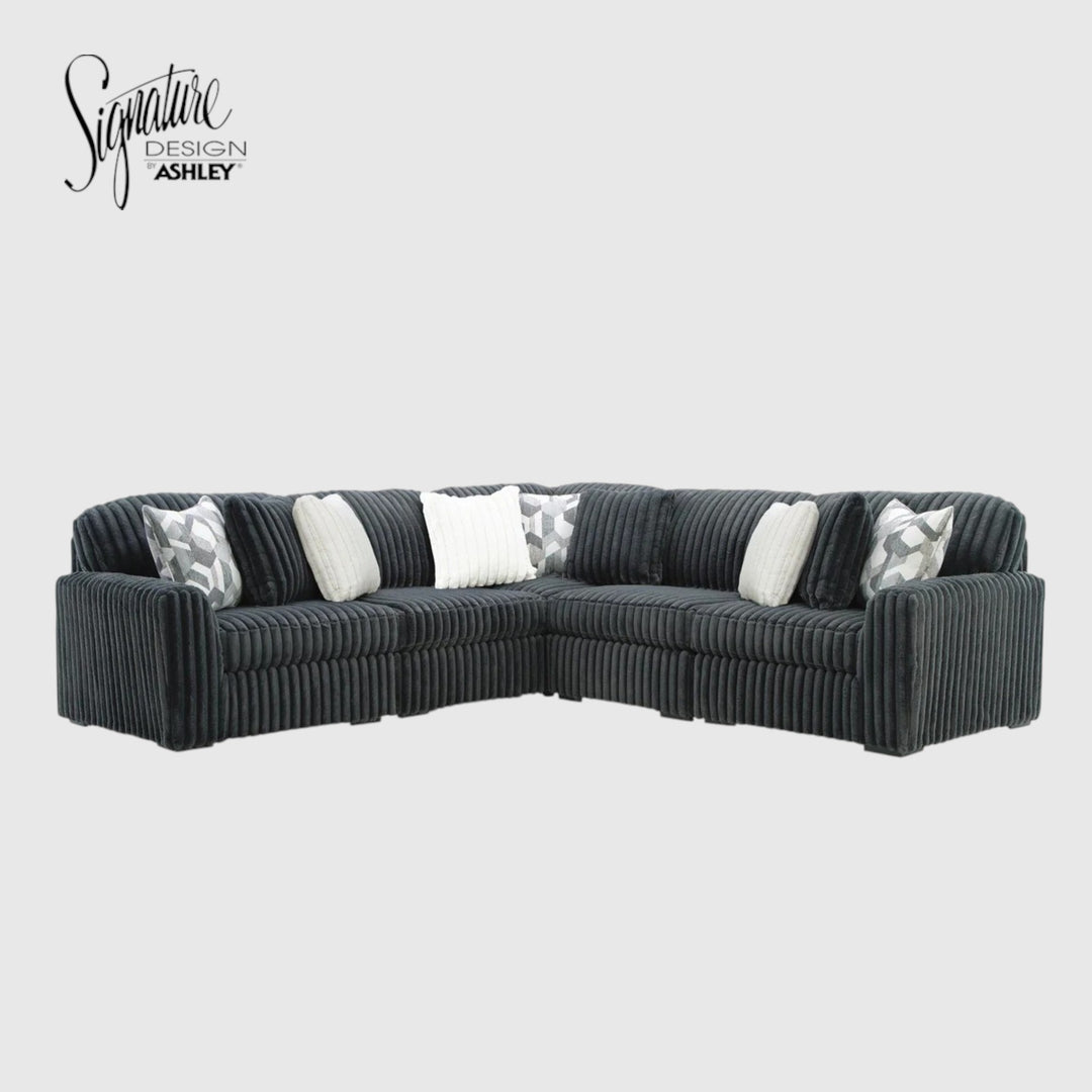 98105S27 Midnight-madness 5-Piece Sectional Sofa In Fabric Upholstery - Gunmetal | Signature Design By Ashley