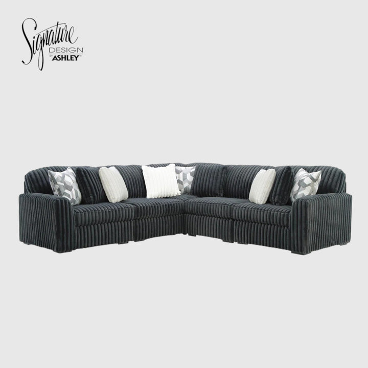 98105S27 Midnight-madness 5-Piece Sectional Sofa In Fabric Upholstery - Gunmetal | Signature Design By Ashley