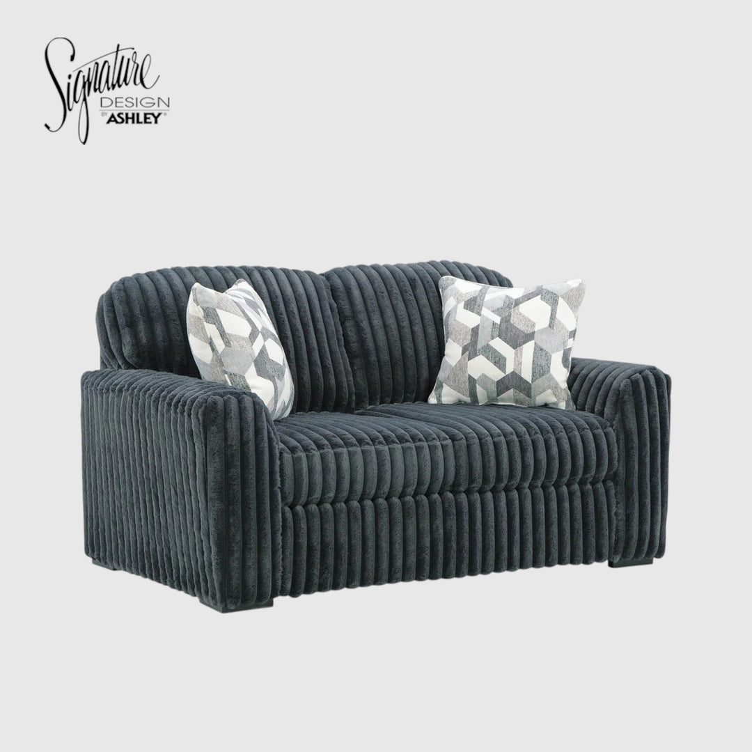 9810535 Midnight-madness Loveseat In Fabric Upholstery - Gunmetal | Signature Design By Ashley