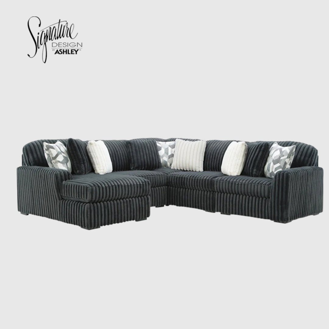 Midnight-madness 5-Piece Fabric Sectional Sofa With Chaise - Gunmetal | Signature Design By Ashley