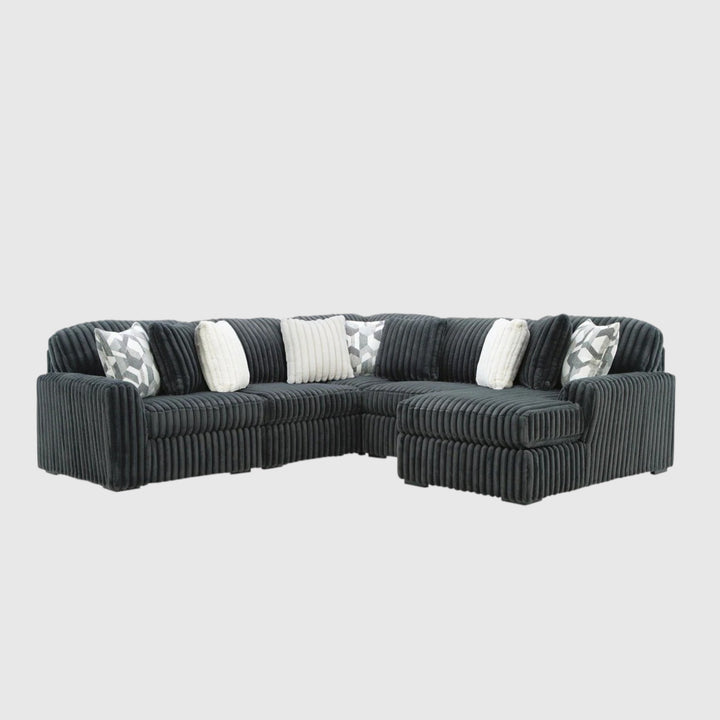 Midnight-madness 5-Piece Fabric Sectional Sofa With Chaise - Gunmetal | Signature Design By Ashley