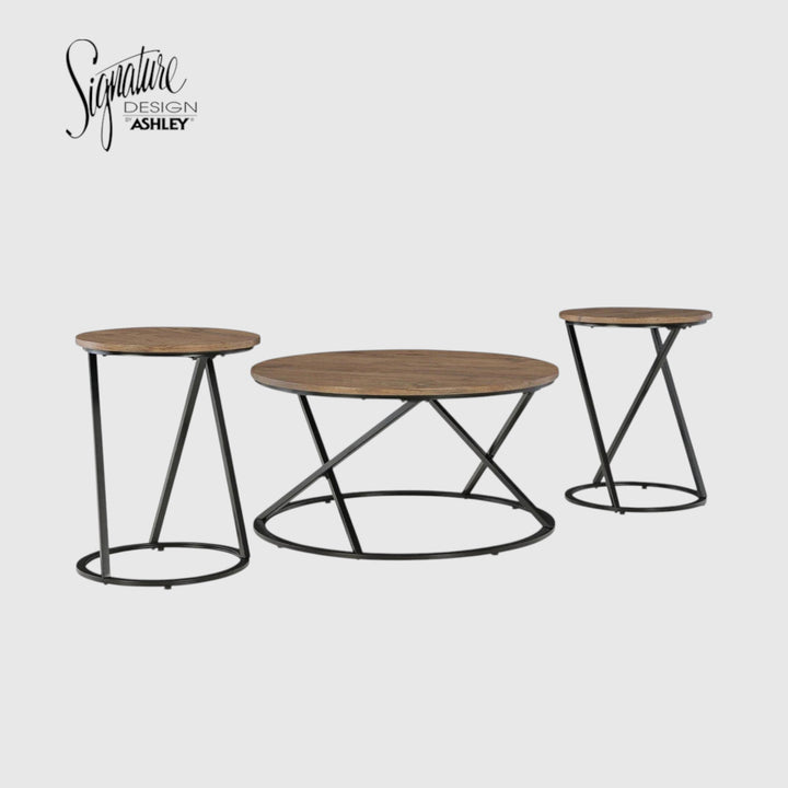 T152-13 Cassbryn Occasional Table Set (Set of 3) - Brown/ Black | Signature Design By Ashley