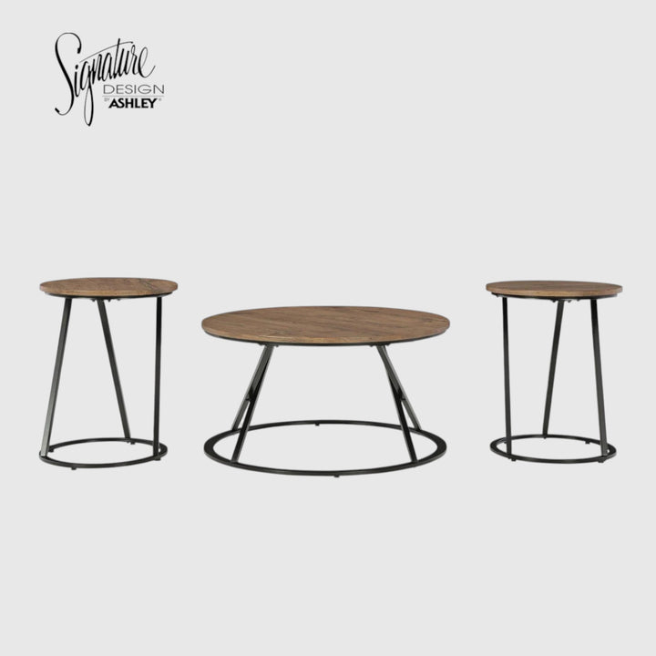 T152-13 Cassbryn Occasional Table Set (Set of 3) - Brown/ Black | Signature Design By Ashley