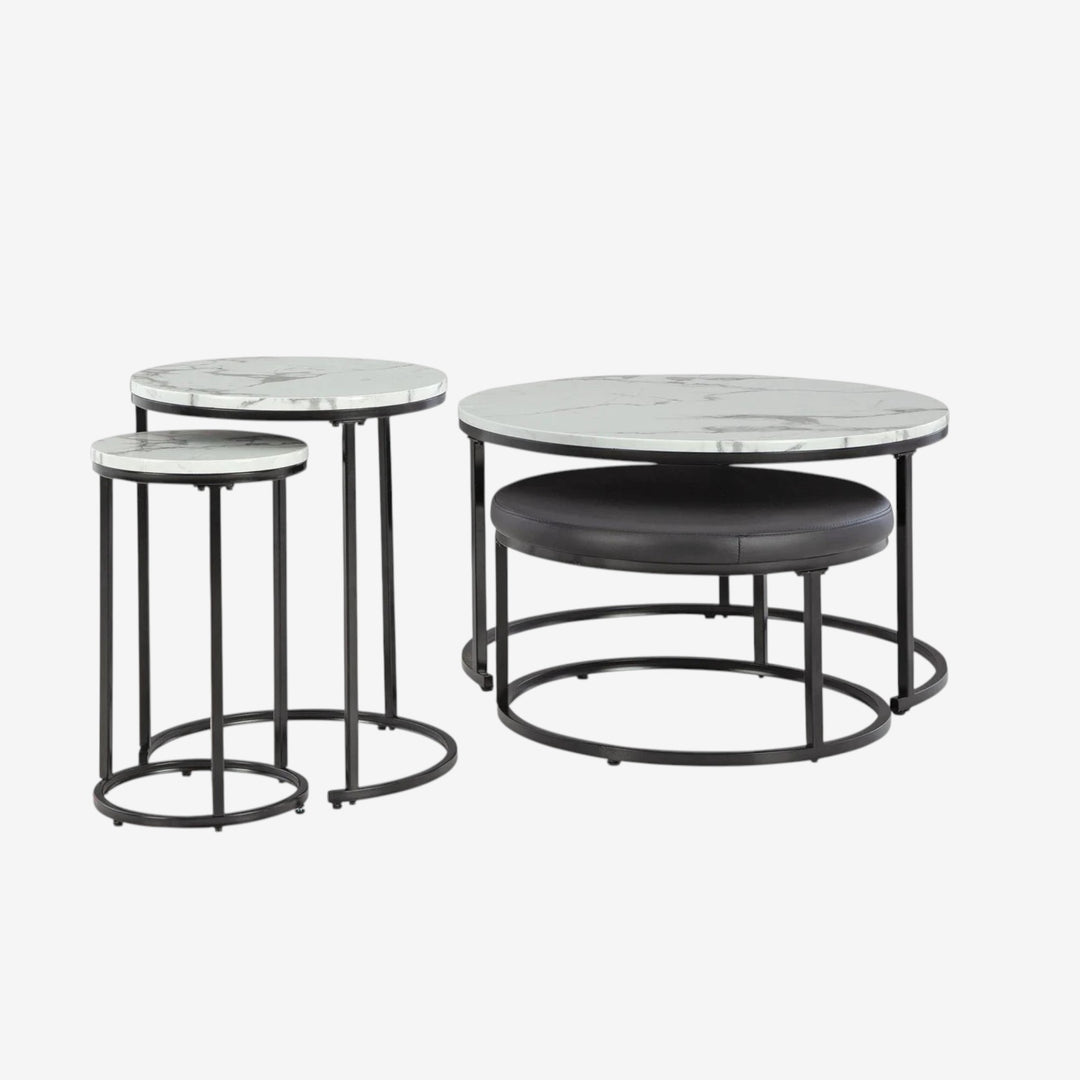 T161-14 Jusmour Occasional Table Set (Set of 4) - Black/ White | Signature Design By Ashley