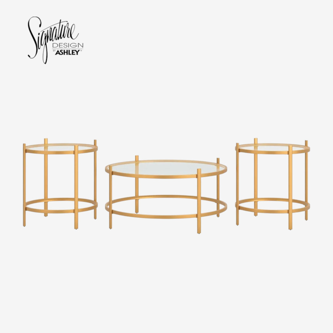 T173-13 Pearlox Occasional Table Set (Set of 3) - Gold | Signature Design By Ashley