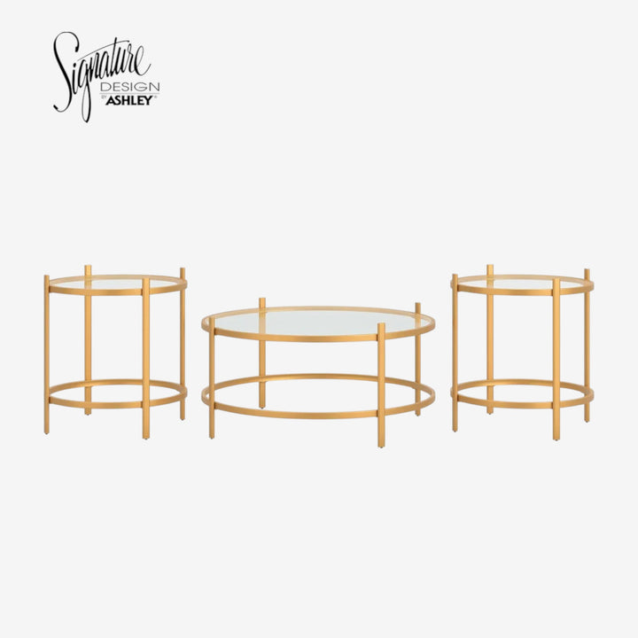 T173-13 Pearlox Occasional Table Set (Set of 3) - Gold | Signature Design By Ashley