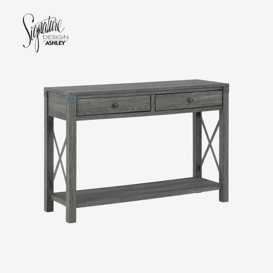T175-4 Freedan Wooden Sofa/ Console Table - Greyish Brown | Signature Design By Ashley