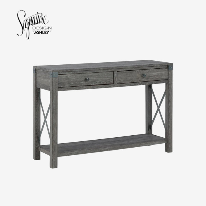 T175-4 Freedan Wooden Sofa/ Console Table - Greyish Brown | Signature Design By Ashley
