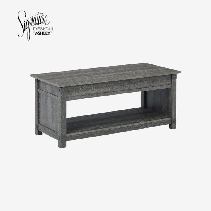 T175-9 Freedan Lift Top Coffee Table With Storage - Greyish Brown | Signature Design By Ashley