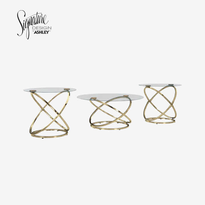 T273-13 Crimonti Occasional Table Set (Set of 3) - Champagne | Signature Design By Ashley
