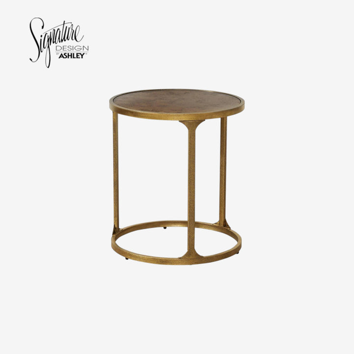 T399-6 Korajane End Table With Tempered Glass Top - Antique Gold | Signature Design By Ashley