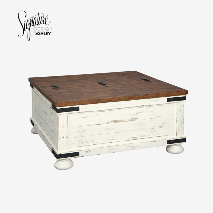 T459-20 Wystfield Wooden Coffee Table With Lift Top - White/ Brown | Signature Design By Ashley