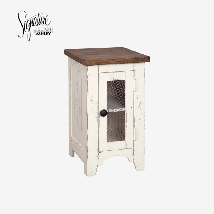 T459-7 Wystfield Wooden Chairside End Table - White/ Brown | Signature Design By Ashley