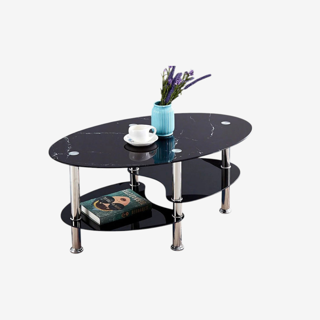 Merci Coffee Table With Black Marble Glass Top