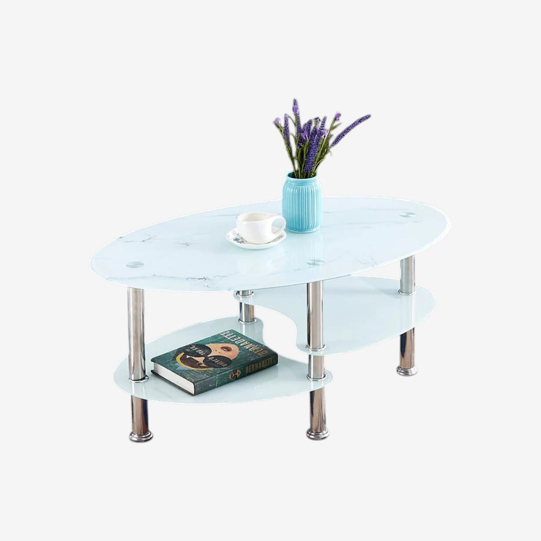 Merci Coffee Table With White Marble Glass Top