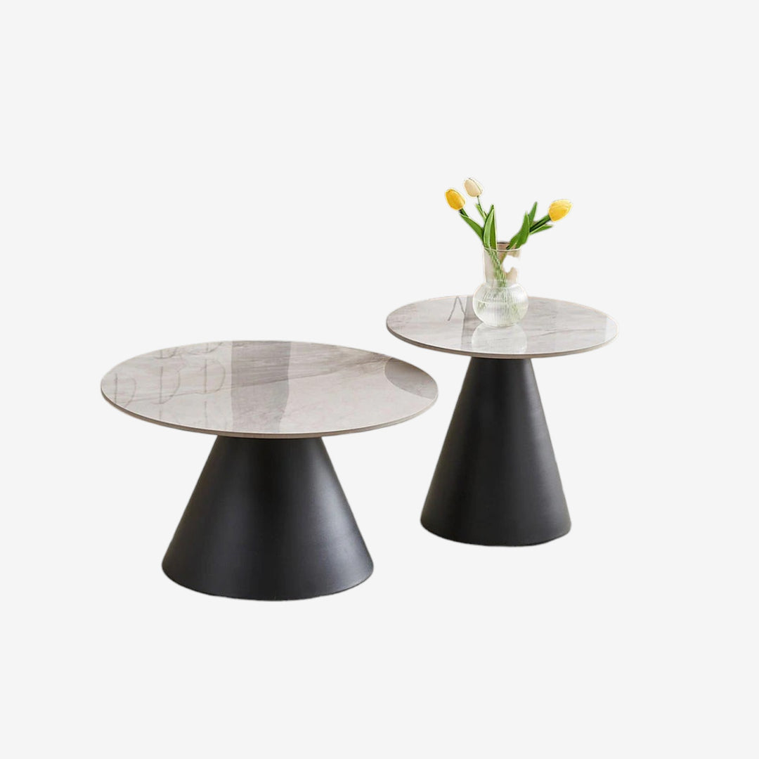 Jaffin 2-Piece Black Coffee Table Set With Sintered Stone Marble Top