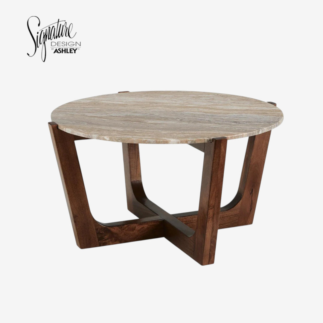 T667-8 Tanidore Coffee Table With Marble Top - Warm Brown | Signature Design By Ashley