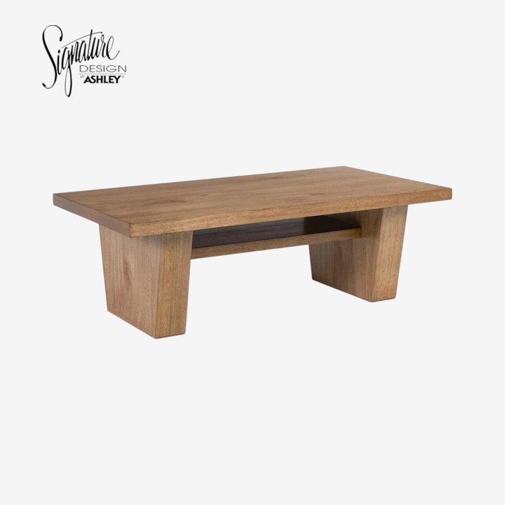 T674-1 Kristiland Wooden Coffee Table - Light Brown | Signature Design By Ashley