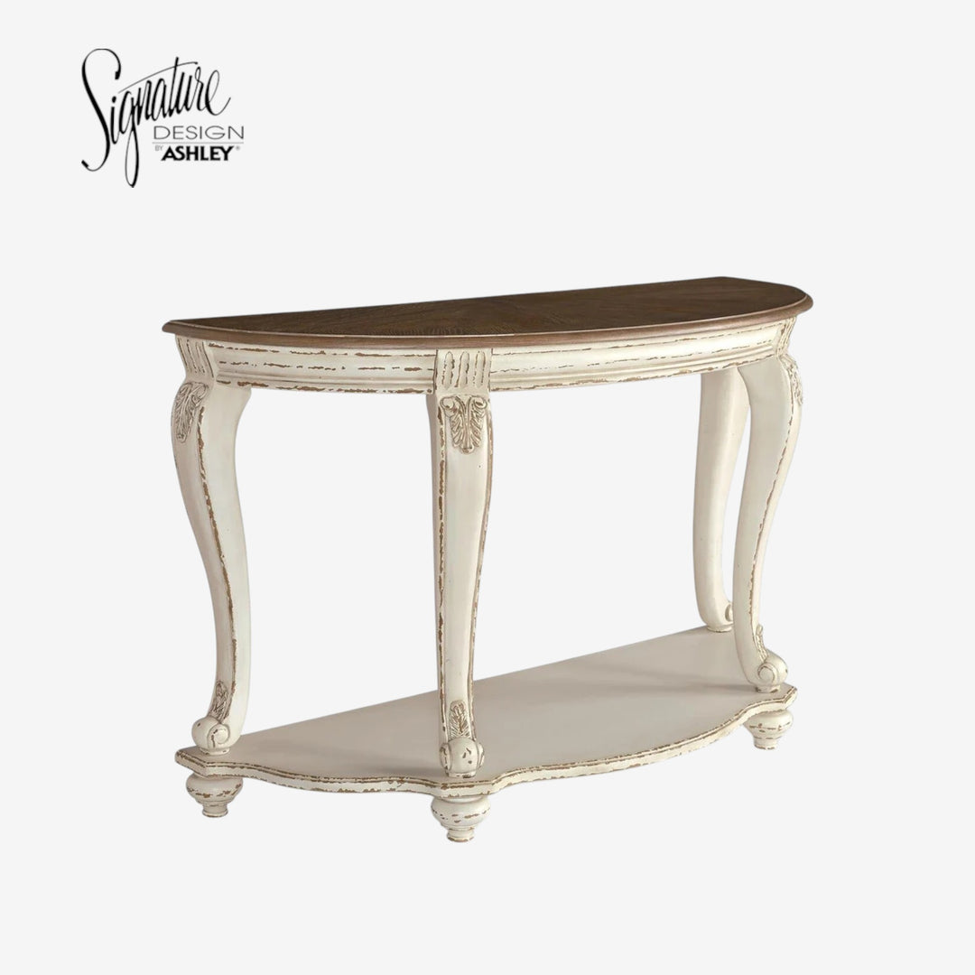 T743-4 Realyn Sofa Table - White/ Brown | Signature Design By Ashley