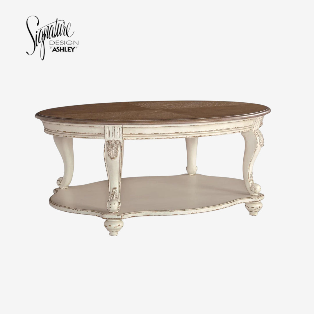 T743-0 Realyn Coffee Table - White/ Brown | Signature Design By Ashley