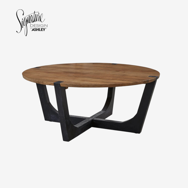 T726-8 Hanneforth Wooden Coffee Table - Brown/ Black | Signature Design By Ashley
