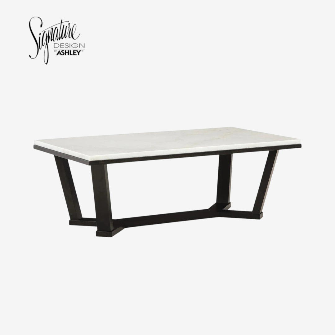 T770-1 Fostead Coffee Table With Marble Top - White/ Espresso | Signature Design By Ashley