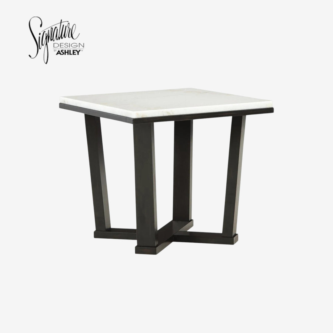 T770-2 Fostead End Table With Marble Top - White/ Espresso | Signature Design By Ashley