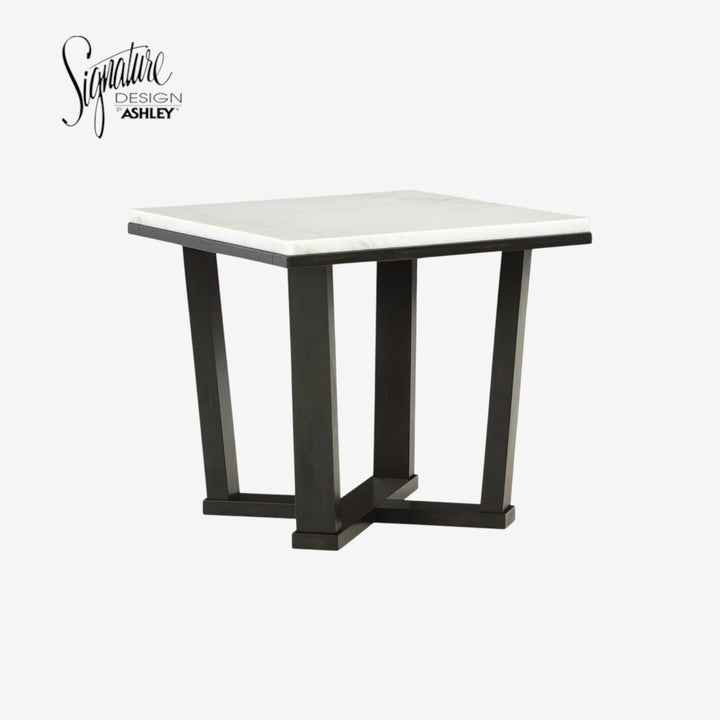 T770-2 Fostead End Table With Marble Top - White/ Espresso | Signature Design By Ashley