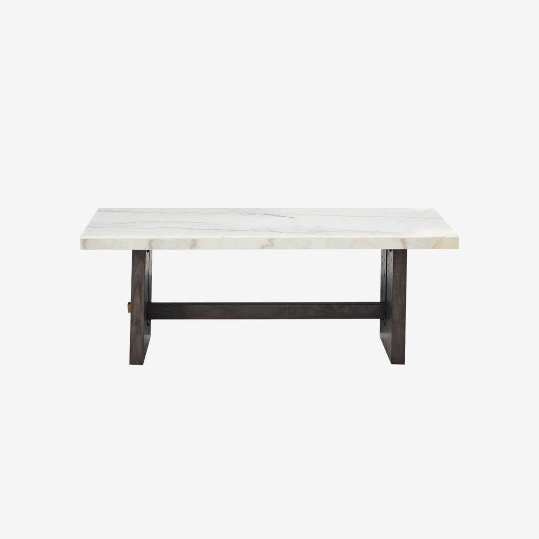 T779-1 Burkhaus Coffee Table With Marble Top - White/ Dark Brown | Signature Design By Ashley