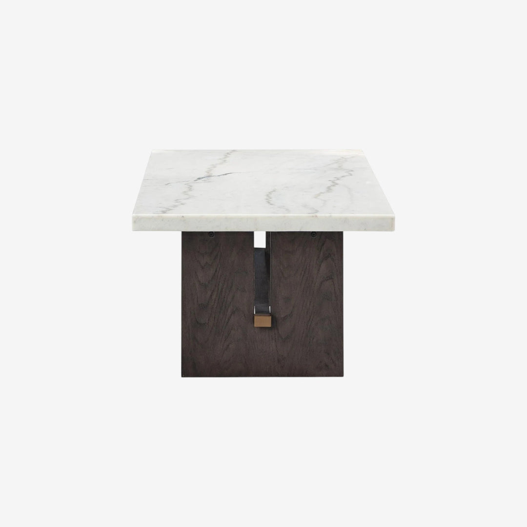 T779-1 Burkhaus Coffee Table With Marble Top - White/ Dark Brown | Signature Design By Ashley