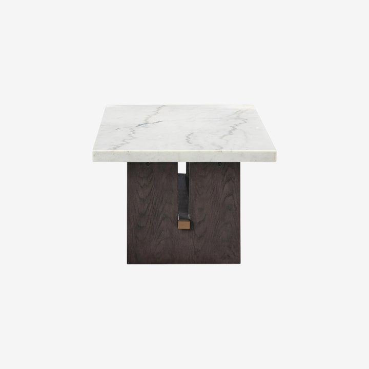 T779-1 Burkhaus Coffee Table With Marble Top - White/ Dark Brown | Signature Design By Ashley