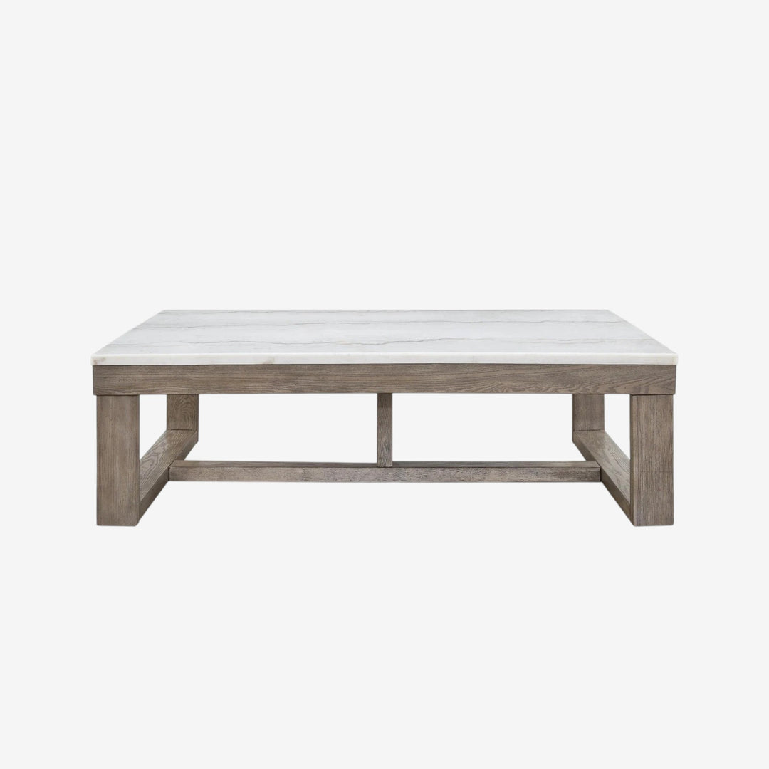 T789-1 Loyaska Wooden Coffee Table With Marble Top - Brown/ Ivory | Signature Design By Ashley
