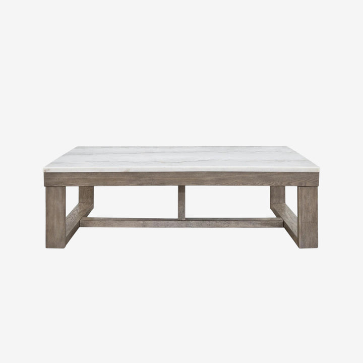 T789-1 Loyaska Wooden Coffee Table With Marble Top - Brown/ Ivory | Signature Design By Ashley