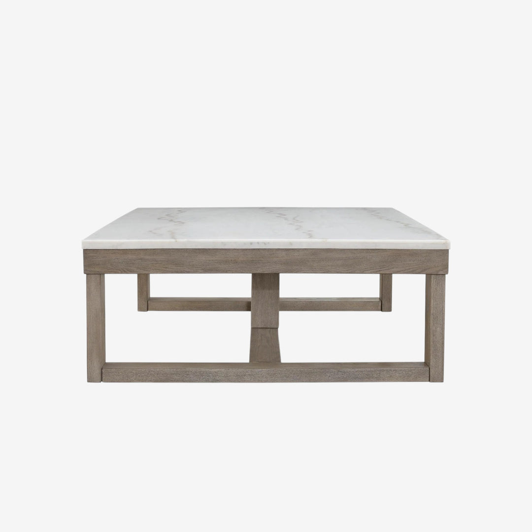 T789-1 Loyaska Wooden Coffee Table With Marble Top - Brown/ Ivory | Signature Design By Ashley